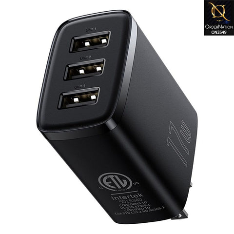 Baseus Compact Charger 3USB 17W CN - Black