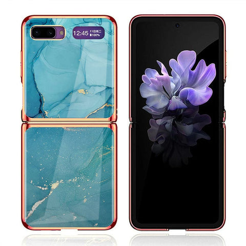 Samsung Galaxy Z Flip Cover - Mystic Marble Series - Premium Electroplated Infinity Ultra Shine Glass Soft Silicon Borders Case