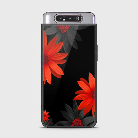 Samsung Galaxy A80 Cover - Floral Series 2 - HQ Ultra Shine Premium Infinity Glass Soft Silicon Borders Case