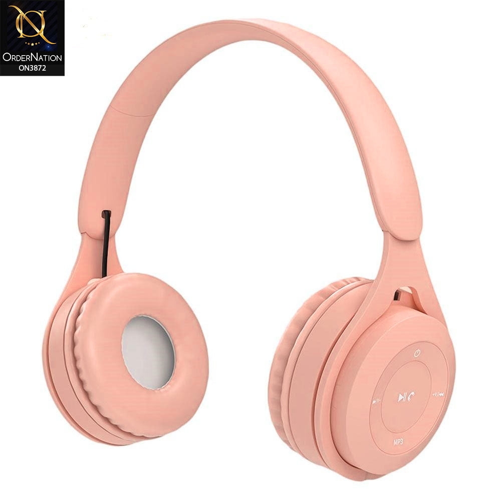 Y08 Wireless Bluetooth HiFi Stereo Over Ear Headphone Headset with Microphone - Pink