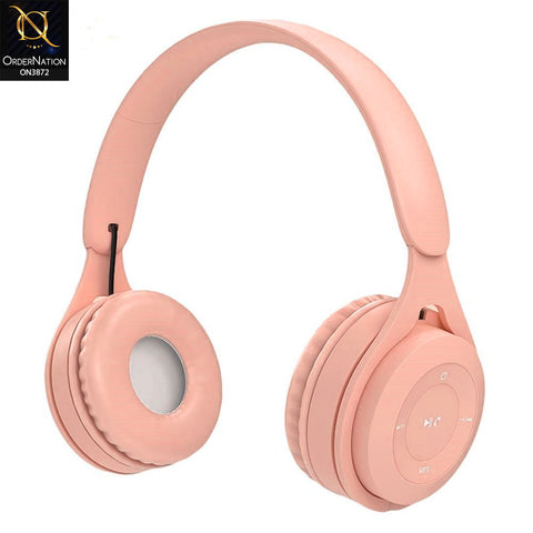 Y08 Wireless Bluetooth HiFi Stereo Over Ear Headphone Headset with Microphone - Pink