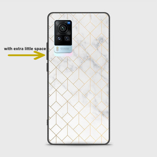 Vivo X60 Pro Cover - White Marble Series 2 - HQ Ultra Shine Premium Infinity Glass Soft Silicon Borders Case