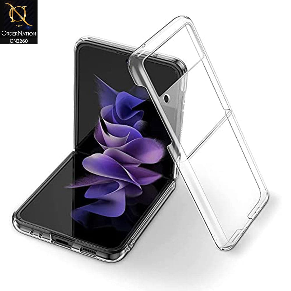 Samsung Galaxy Z Flip 3 5G Cover - Transparent - GKK Streight Edge Transparent Ultra-Thin Hard PC Case