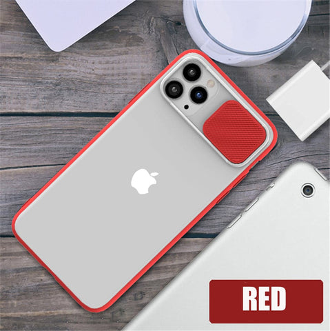 iPhone 11 Pro Max Cover - Red - Translucent Matte Shockproof Camera Slide Protection Case