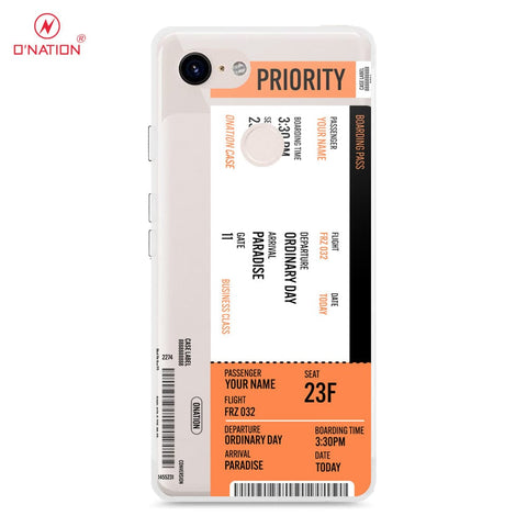 Google Pixel 3 XL Cover - Personalised Boarding Pass Ticket Series - 5 Designs - Clear Phone Case - Soft Silicon Borders