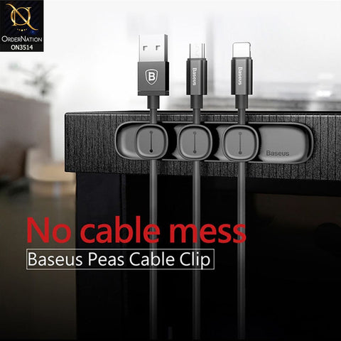Baseus Peas Magnetic Cable Fixer Organizer Charger USB Home Office Car Laptop Holder - Black