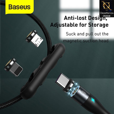 Baseus Zinc Magnetic 3 in 1 Fast Charging Data Cable Kit iPhone / Type C / Micro - Black