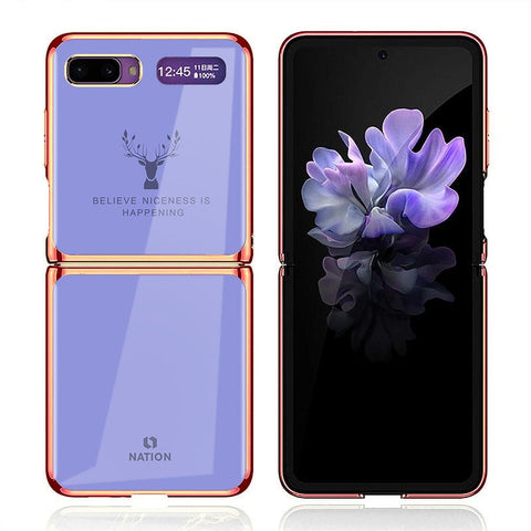 Samsung Galaxy Z Flip Cover - Nice Series - Premium Electroplated Infinity Ultra Shine Glass Soft Silicon Borders Case