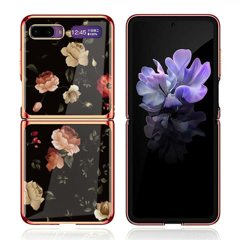 Samsung Galaxy Z Flip Cover - Floral Series 2 - Premium Electroplated Infinity Ultra Shine Glass Soft Silicon Borders Case