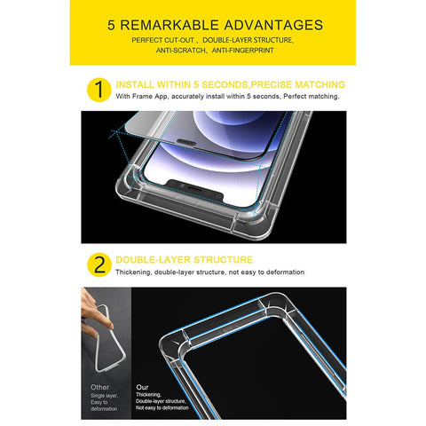 iPhone 12 Mini Screen Protector - Black - Branded Premium Audio Crystal Tempered Glass Protector With Easy Installation Tray Kit