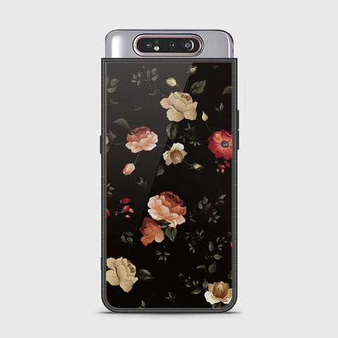 Samsung Galaxy A80 Cover - Floral Series 2 - HQ Ultra Shine Premium Infinity Glass Soft Silicon Borders Case
