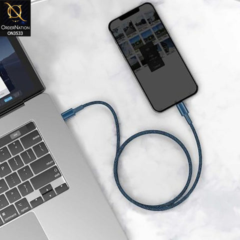 Baseus Braided TypeC to IP Cable 20W 2m High Density Fast Charging Cable - Blue