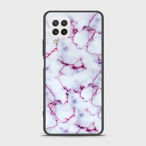 Samsung Galaxy A22 Cover - White Marble Series - HQ Ultra Shine Premium Infinity Glass Soft Silicon Borders Case