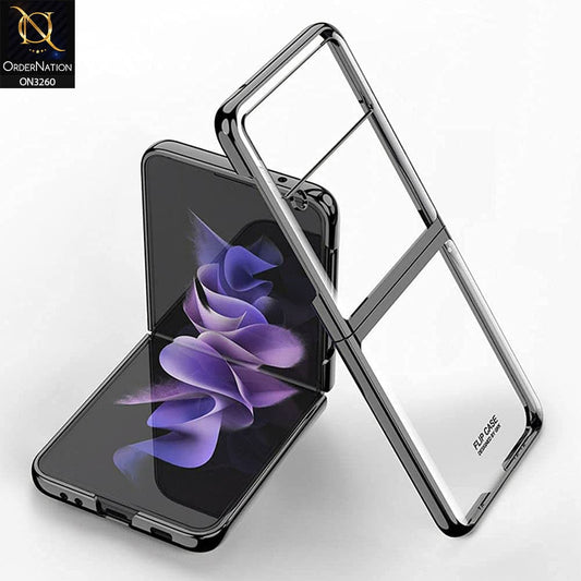 Samsung Galaxy Z Flip 3 5G Cover - Black - GKK Streight Edge Color Plating Transparent Ultra-Thin Hard PC Case