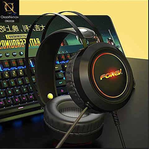 Black - Forev FV-G95 Specific Moving Cool Ultra Shock Bass Effect Gaming Stereo Headphones With Microphone