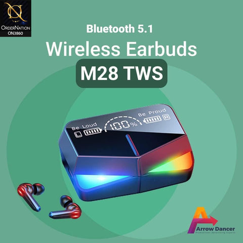 Exclusive Edition M28 TWS Wireless Headphone With Noise Cancellation And Low Latency Gaming Earbuds - Black