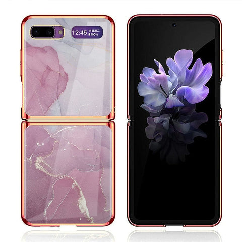 Samsung Galaxy Z Flip Cover - Mystic Marble Series - Premium Electroplated Infinity Ultra Shine Glass Soft Silicon Borders Case