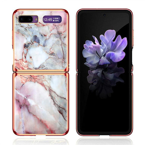 Samsung Galaxy Z Flip Cover - Colorful Marble Series - Premium Electroplated Infinity Ultra Shine Glass Soft Silicon Borders Case