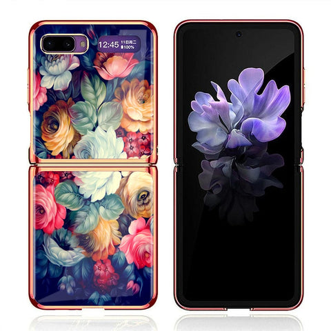 Samsung Galaxy Z Flip Cover - Floral Series 2 - Premium Electroplated Infinity Ultra Shine Glass Soft Silicon Borders Case