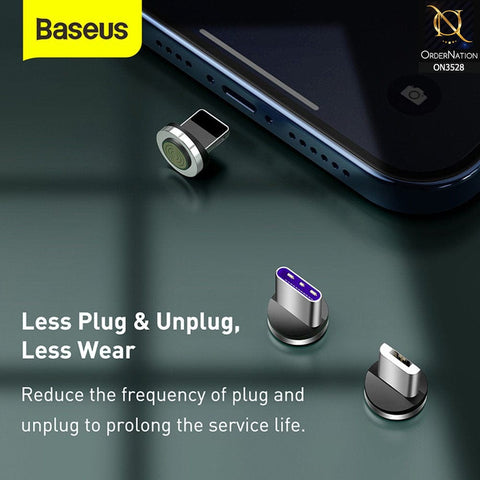 Baseus Zinc Magnetic 3 in 1 Fast Charging Data Cable Kit iPhone / Type C / Micro - Black