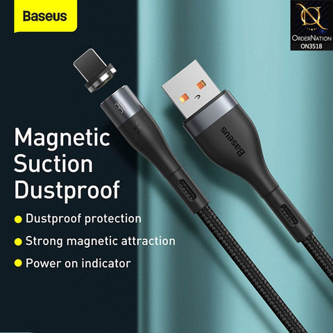 Baseus Zinc Magnetic iPhone Safe Fast Charging Data Cable 2.4A 1m - Black