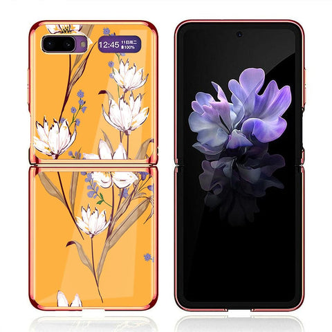 Samsung Galaxy Z Flip Cover - Floral Series - Premium Electroplated Infinity Ultra Shine Glass Soft Silicon Borders Case