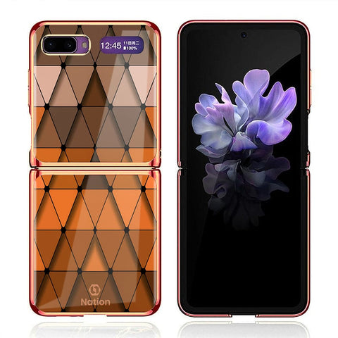 Samsung Galaxy Z Flip Cover - ONation Pyramid Series - Premium Electroplated Infinity Ultra Shine Glass Soft Silicon Borders Case