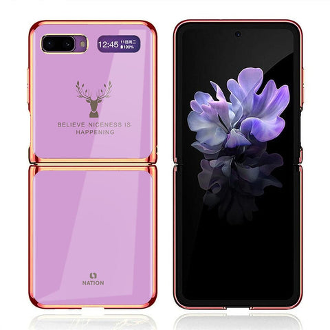Samsung Galaxy Z Flip Cover - Nice Series - Premium Electroplated Infinity Ultra Shine Glass Soft Silicon Borders Case