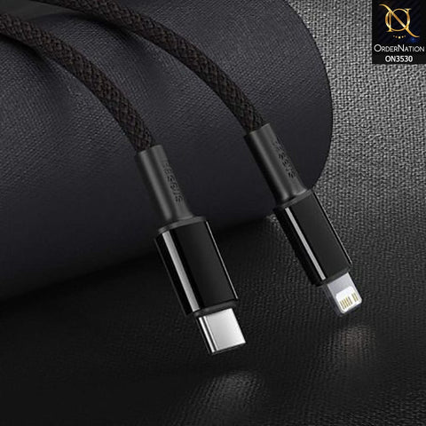 Baseus Braided TypeC to IP Cable 20W 1m High Density Fast Charging Data Cable - Black