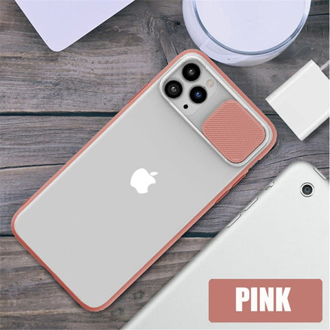 iPhone 11 Pro Cover - Pink - Translucent Matte Shockproof Camera Slide Protection Case