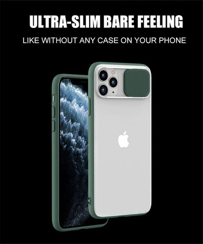 iPhone 11 Pro Max Cover - Green - Translucent Matte Shockproof Camera Slide Protection Case