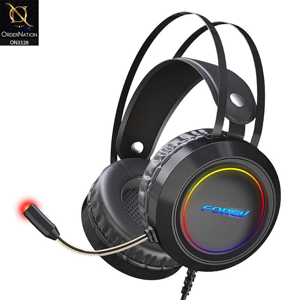 Black - Forev FV-G95 Specific Moving Cool Ultra Shock Bass Effect Gaming Stereo Headphones With Microphone
