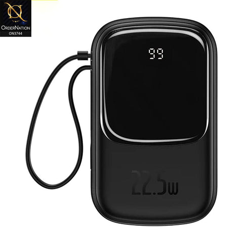Baseus Qpow Digital Display quick charging power bank 20000mAh 22.5W (With Type-C Cable)  Black  | PPQD-20C - Black Fast Charge Power Bank