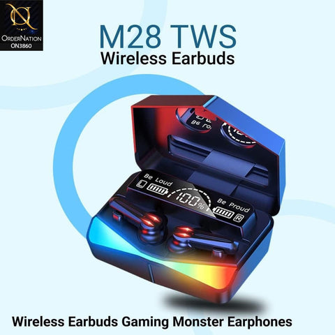 Exclusive Edition M28 TWS Wireless Headphone With Noise Cancellation And Low Latency Gaming Earbuds - Black