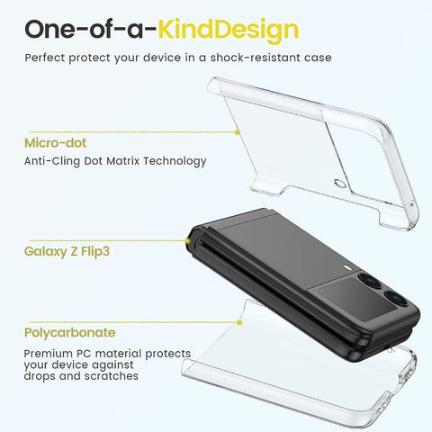 Samsung Galaxy Z Flip 3 5G Cover - Black - GKK Streight Edge Color Plating Transparent Ultra-Thin Hard PC Case