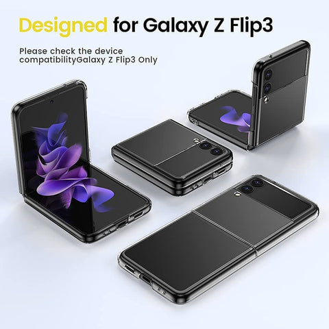 Samsung Galaxy Z Flip 3 5G Cover - Transparent - GKK Streight Edge Transparent Ultra-Thin Hard PC Case