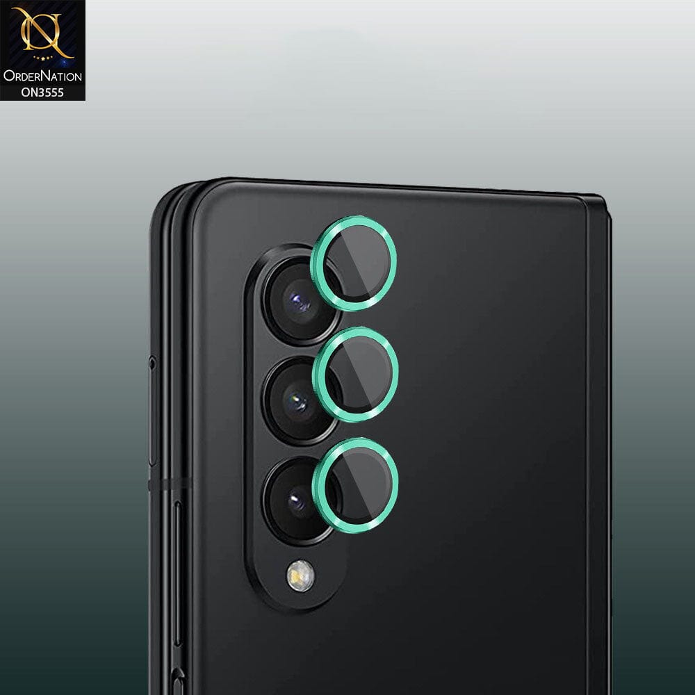 Samsung Galaxy Z Fold 4 5G  Camera Protector - Green - 9D Curved Tempered Glass Camera Lens Protector