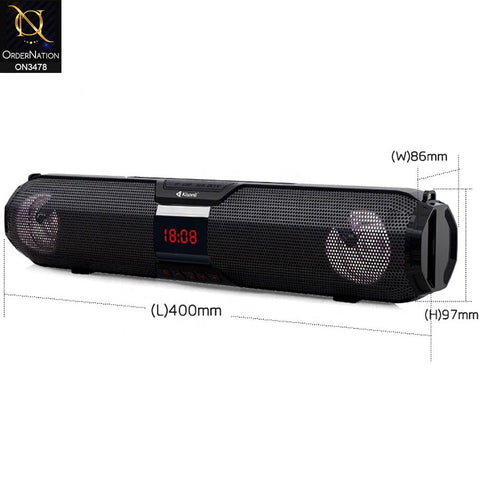Black - Kisonli LED-900 TWS Soundbar Bluetooth Speaker with Moblie Holder