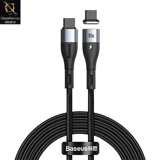 Baseus Zinc Magnetic Fast Charging Cable CTOC 100W Safe Fast Chraging Data Cable Type-C to Type-C 1.5M Black