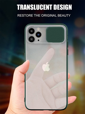 iPhone 11 Pro Max Cover - Green - Translucent Matte Shockproof Camera Slide Protection Case