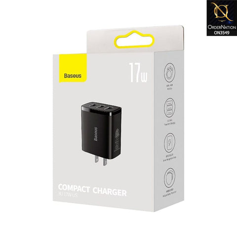 Baseus Compact Charger 3USB 17W CN - Black