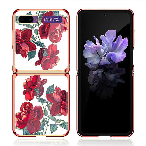 Samsung Galaxy Z Flip Cover - Floral Series 2 - Premium Electroplated Infinity Ultra Shine Glass Soft Silicon Borders Case