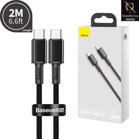 Baseus Braided Cable TypeC to TypeC 100w 2M High Density Fast Charging Data Cable - Black