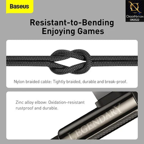 Baseus Legend Elbow TypeC to Ip Cable 20W 1m Fast Charging Cable - Black