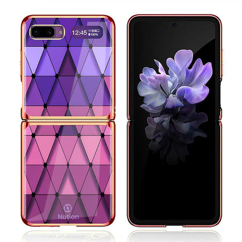 Samsung Galaxy Z Flip Cover - ONation Pyramid Series - Premium Electroplated Infinity Ultra Shine Glass Soft Silicon Borders Case