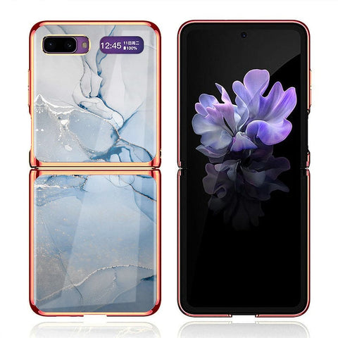 Samsung Galaxy Z Flip Cover - Mystic Marble Series - Premium Electroplated Infinity Ultra Shine Glass Soft Silicon Borders Case