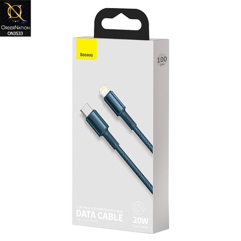Baseus Braided TypeC to IP Cable 20W 2m High Density Fast Charging Cable - Blue