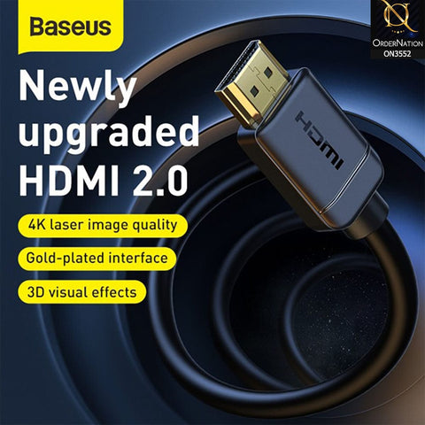 Baseus Horizontal HDMI 2.0 Cable 4K 60 Hz 3D 18 Gbps 2M Black (CADSP-B01)