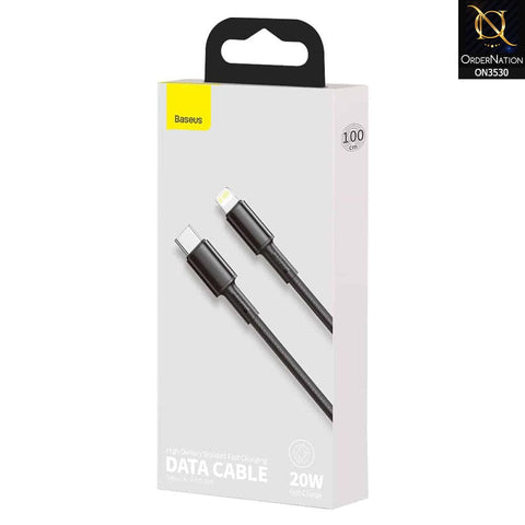 Baseus Braided TypeC to IP Cable 20W 1m High Density Fast Charging Data Cable - Black