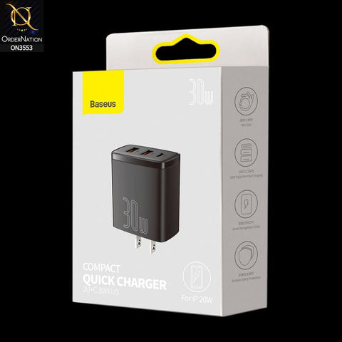 Baseus Compact Quick Charger 2U+C 30W - Black